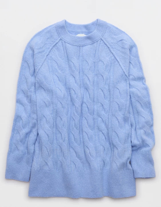 Aerie Cornflower Blue Cableknit Sweater M