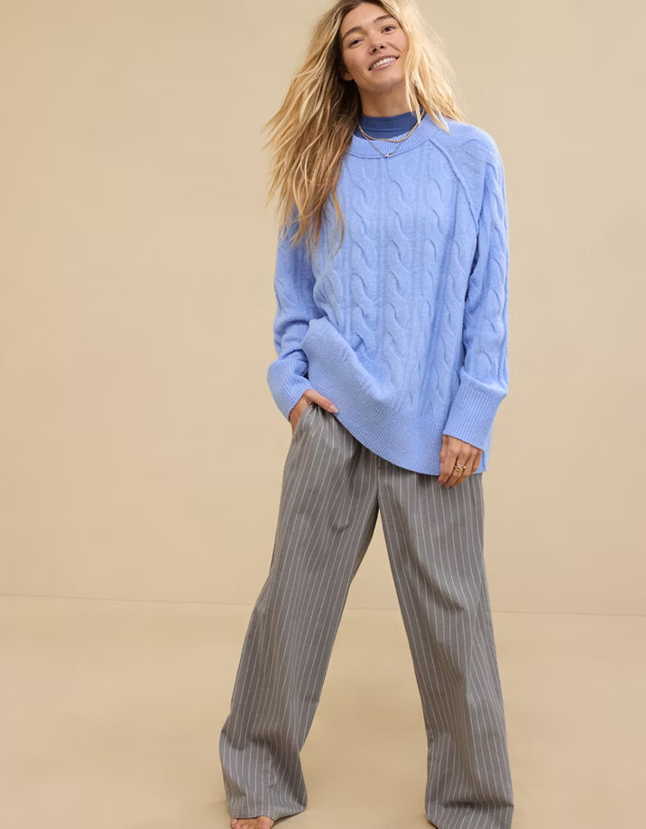 Aerie Cornflower Blue Cableknit Sweater M