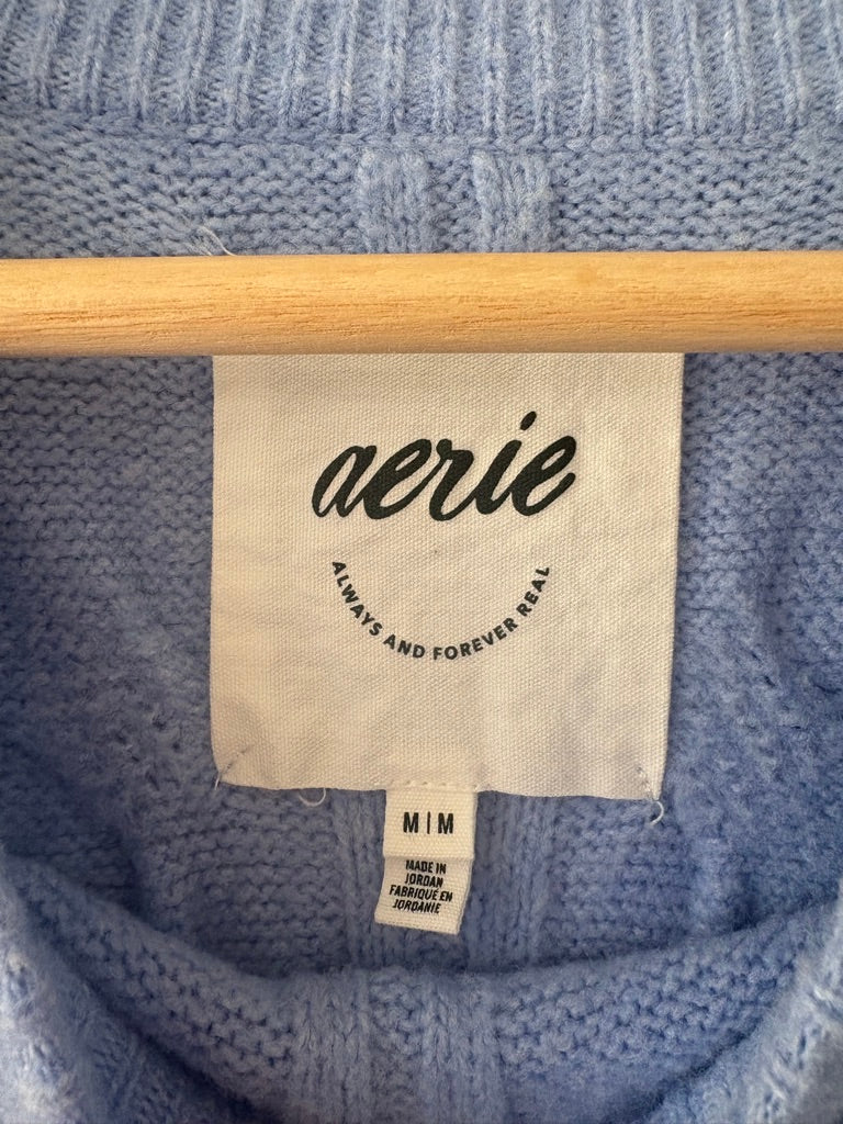 Aerie Cornflower Blue Cableknit Sweater M