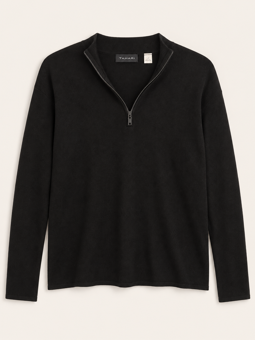 Tahari Black 1/4 Zip Sweater L