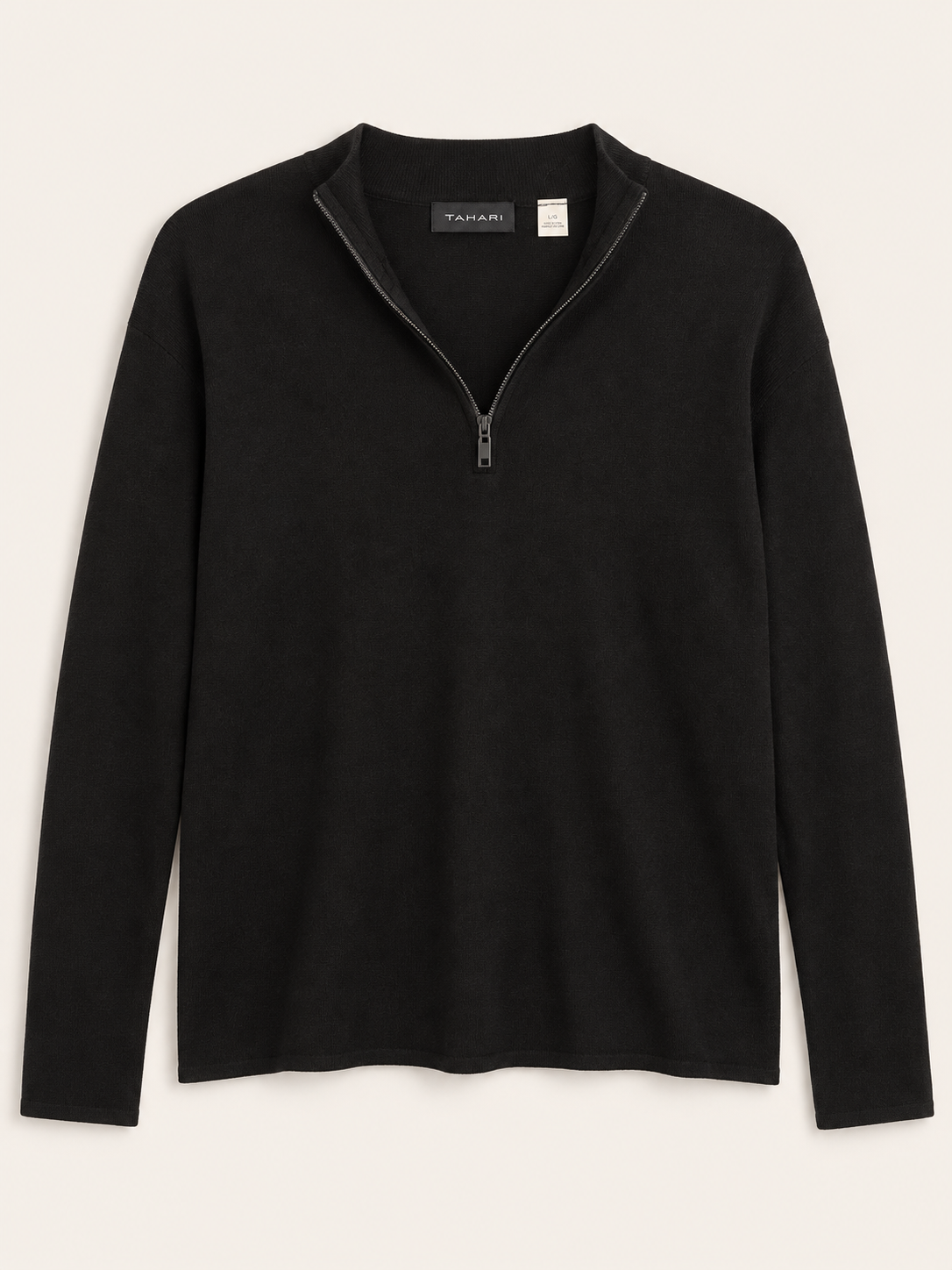 Tahari Black 1/4 Zip Sweater L