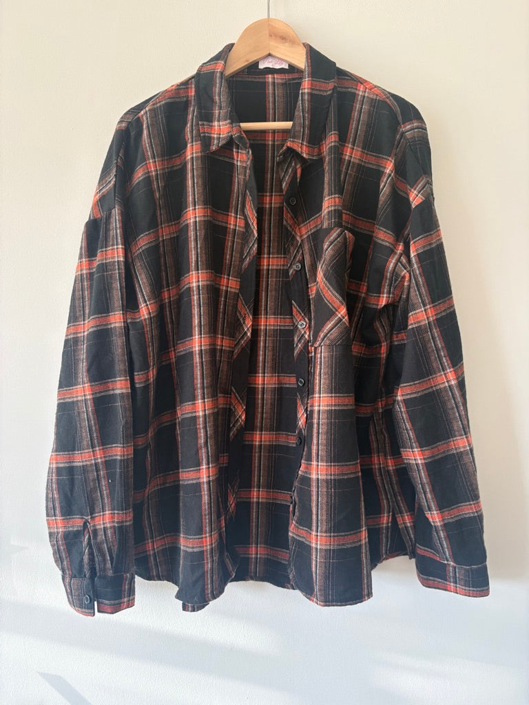 Pink Lily Plaid Flannel XL