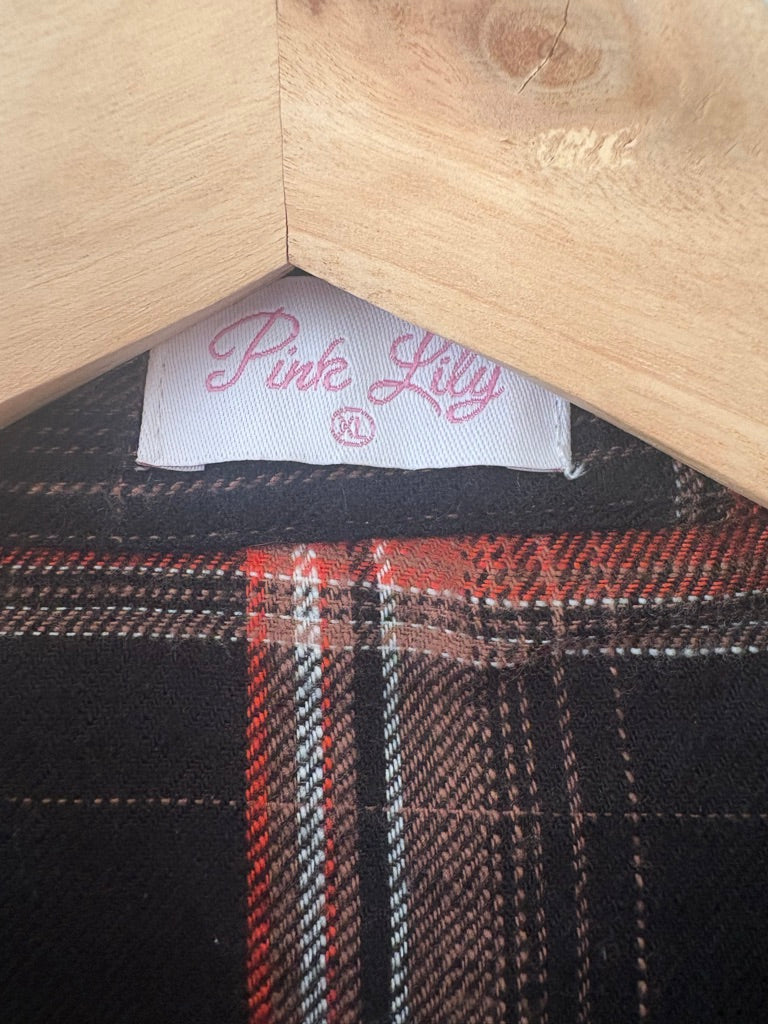 Pink Lily Plaid Flannel XL