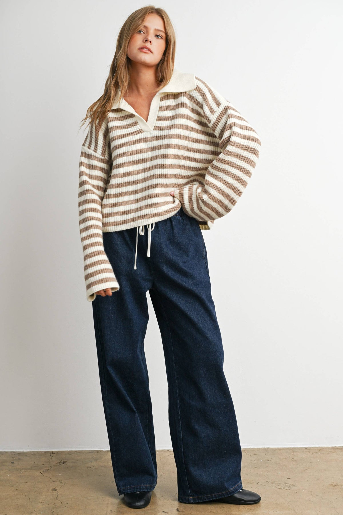 The Locust Striped Collared Knit Sweater
