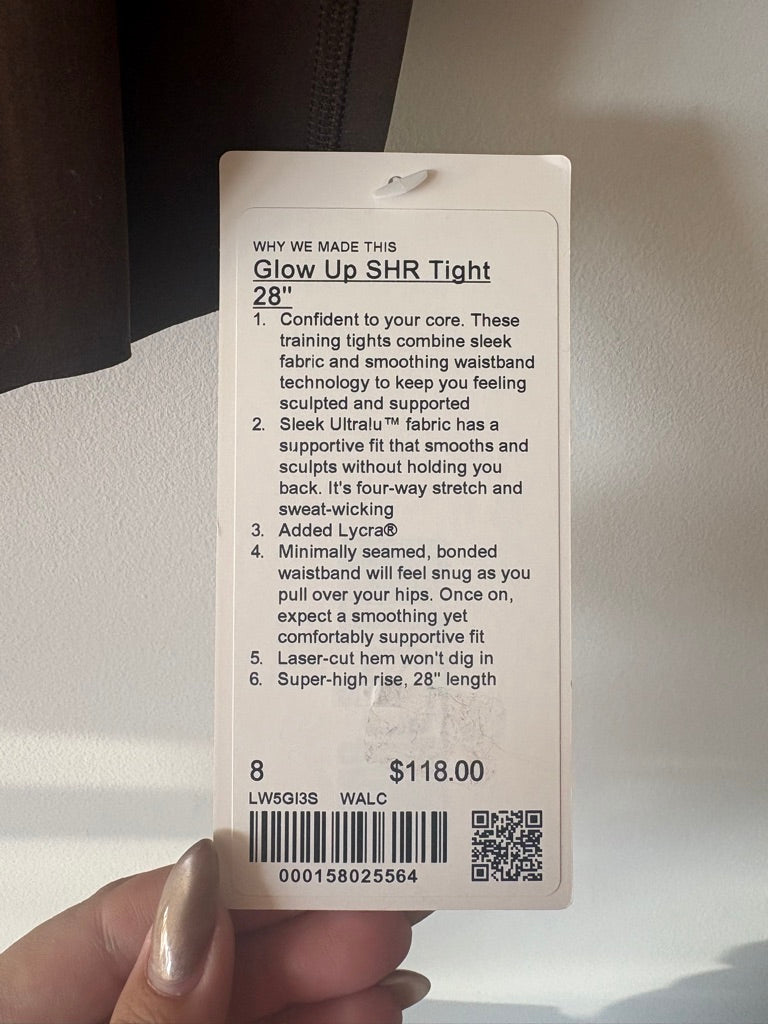 Lululemon Glow Up Tight size 8 NWT