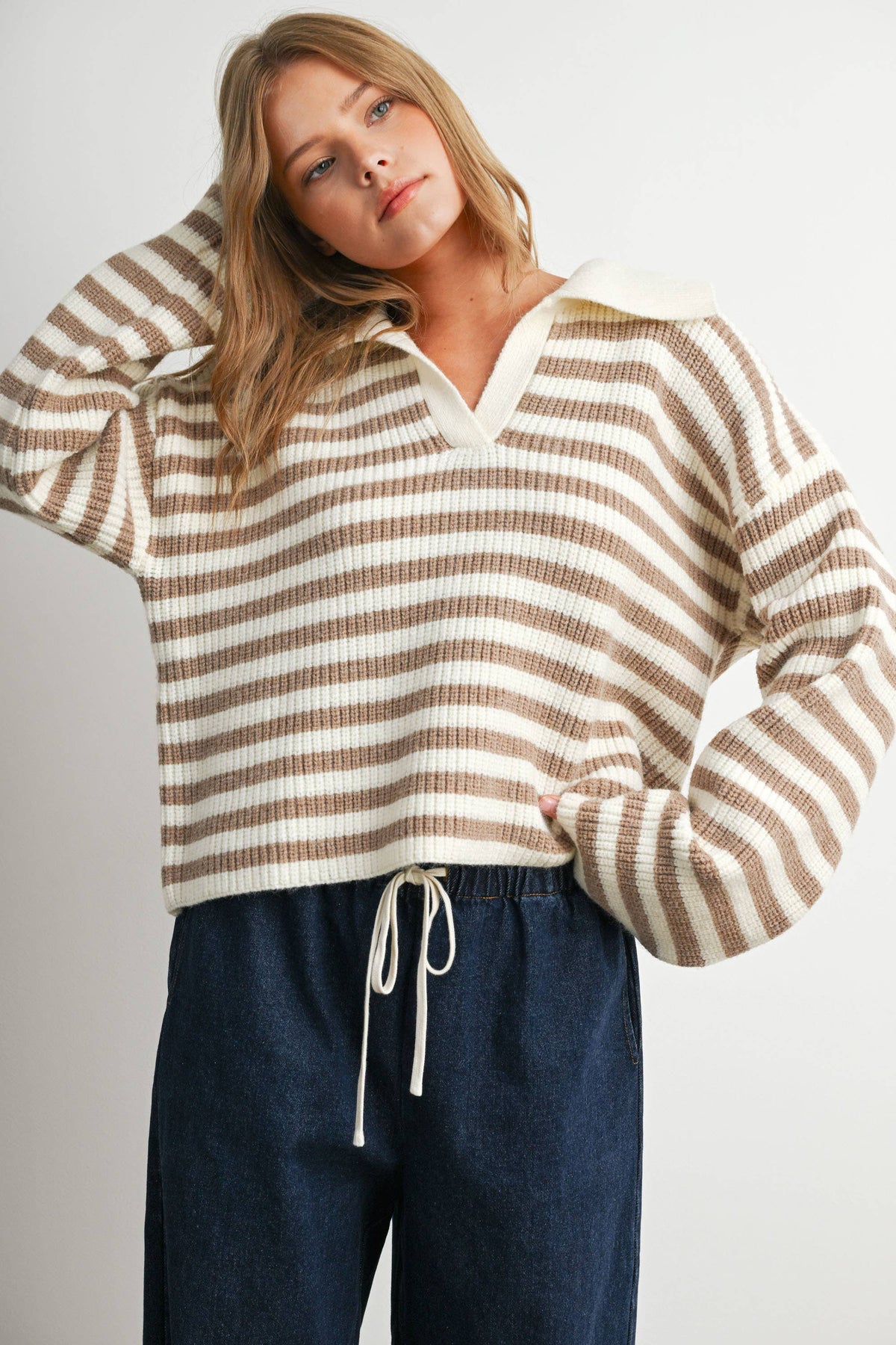 The Locust Striped Collared Knit Sweater
