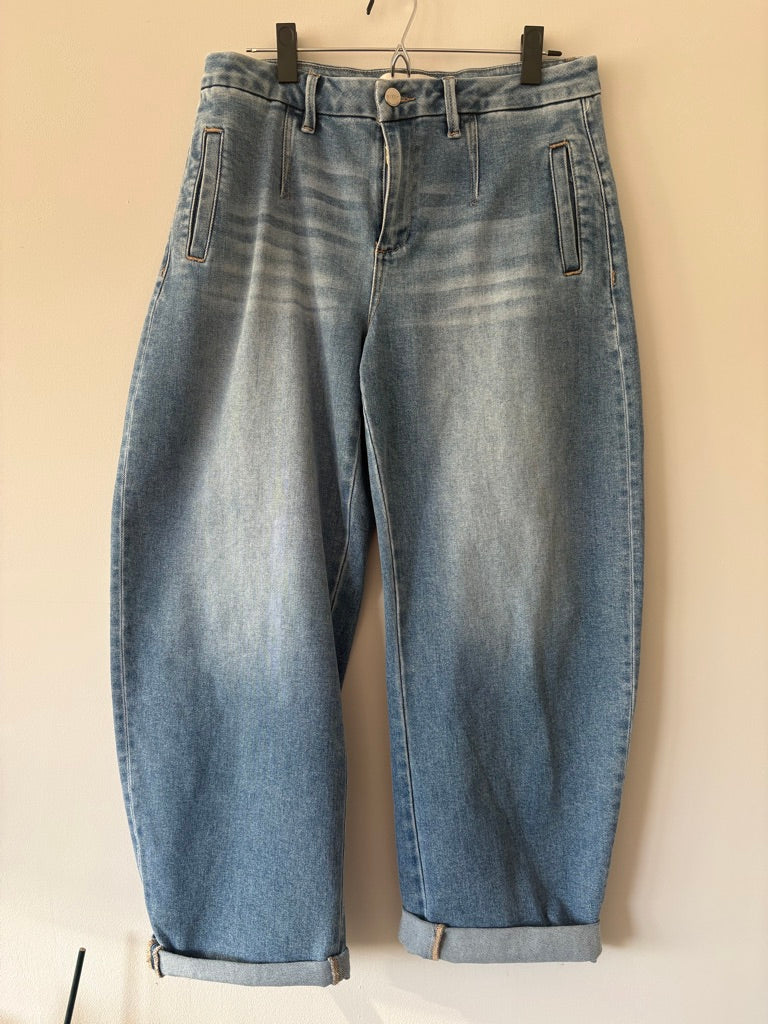 Risen Cuffed Barrel Jeans size 11/30