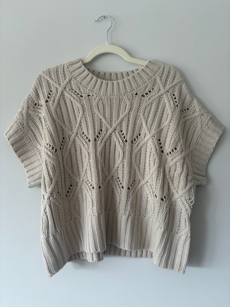 Zenana Open Knit Ivory Sweater L