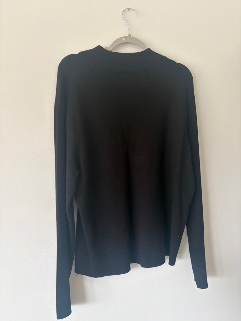 Tahari Black 1/4 Zip Sweater L