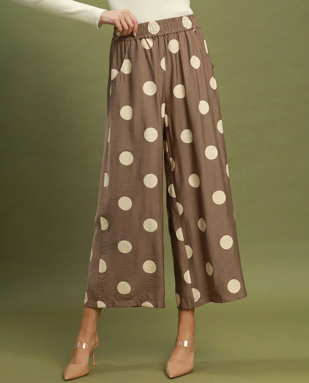 Umgee Polka Dot Wide Leg Pants Size M NWT
