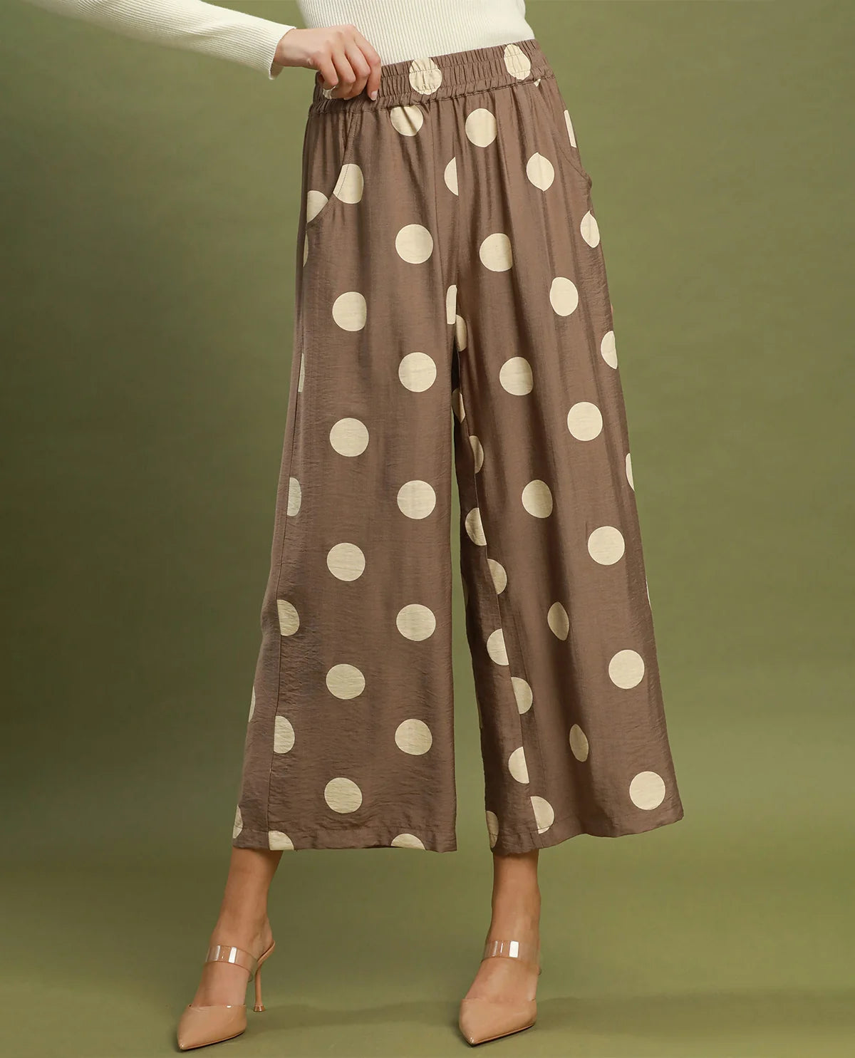 Umgee Polka Dot Wide Leg Pants Size M NWT