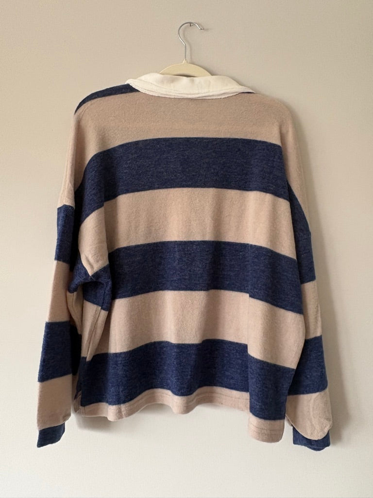 Zenana Brushed Collared Rugby Sweater size L
