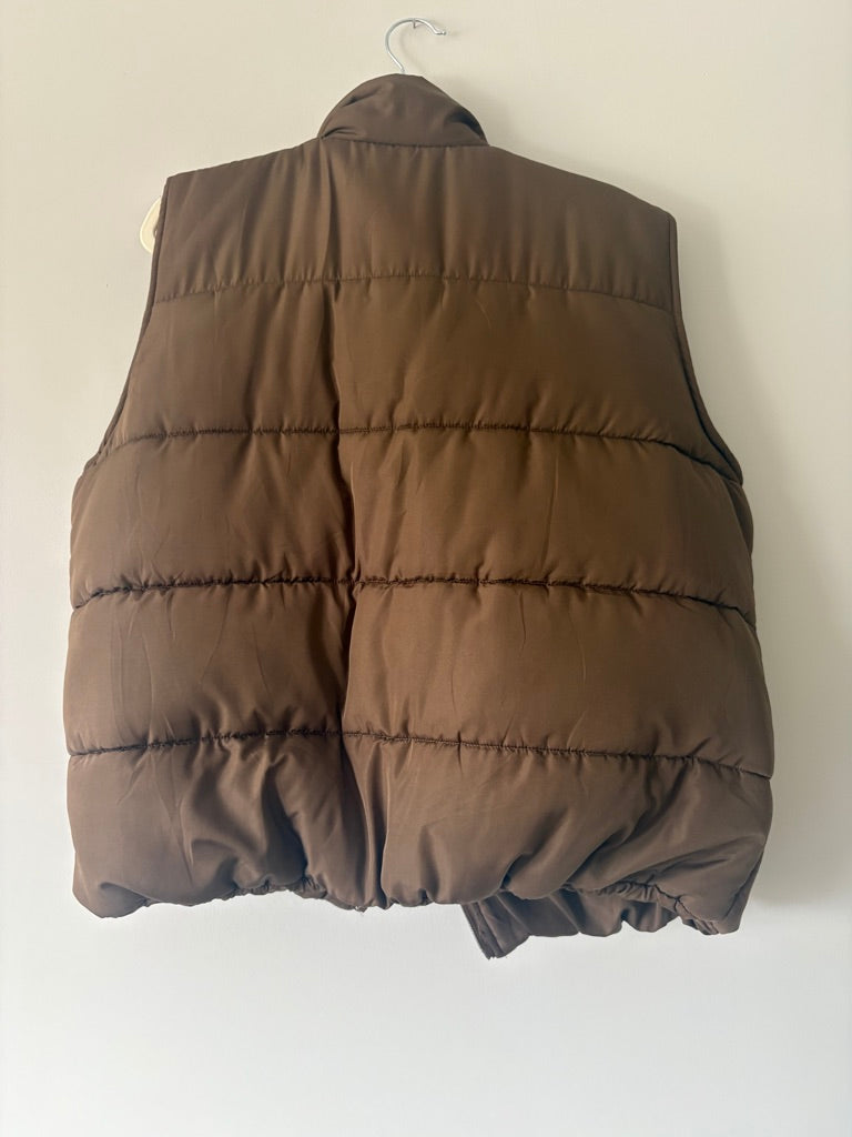 Boxy Brown Puffer Vest size XL/2XL