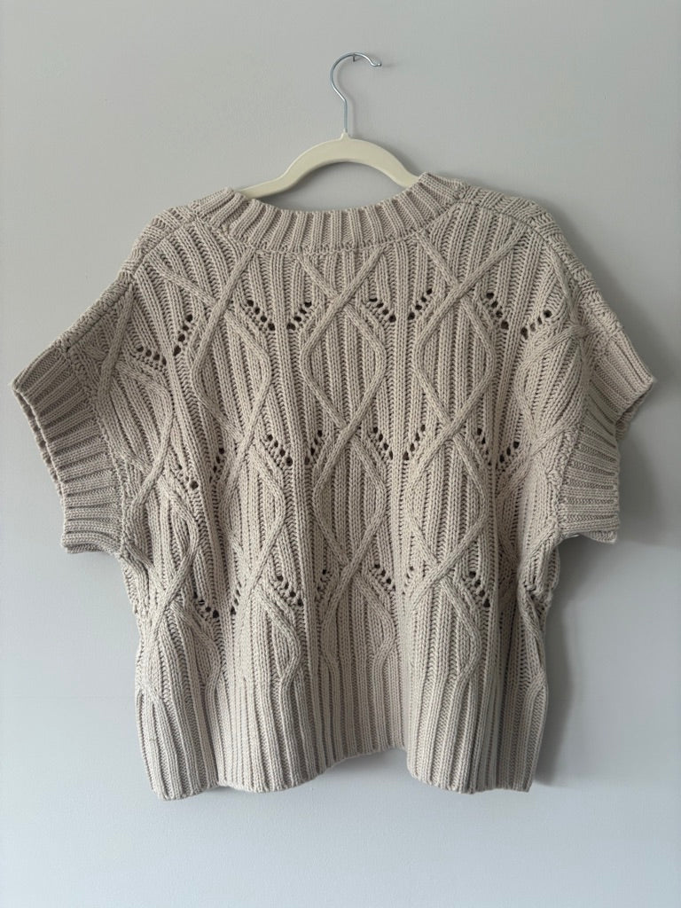 Zenana Open Knit Ivory Sweater L