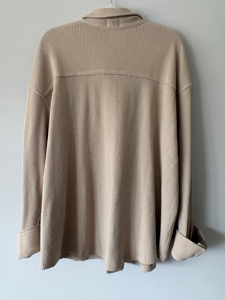 donni Waffle Knit Shacket Beige size XL