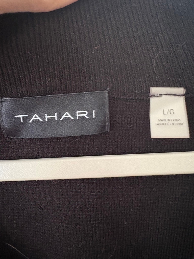 Tahari Black 1/4 Zip Sweater L