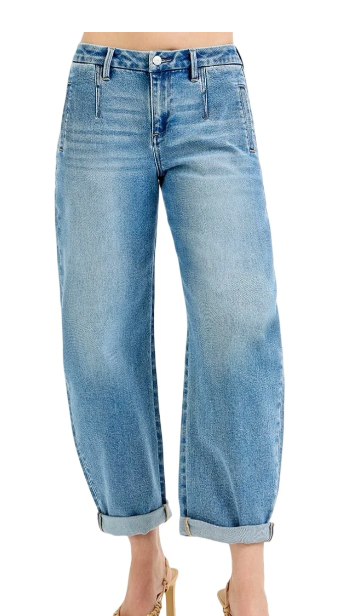 Risen Cuffed Barrel Jeans size 11/30