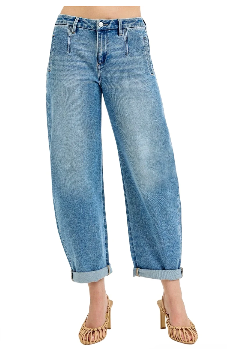 Risen Cuffed Barrel Jeans size 11/30