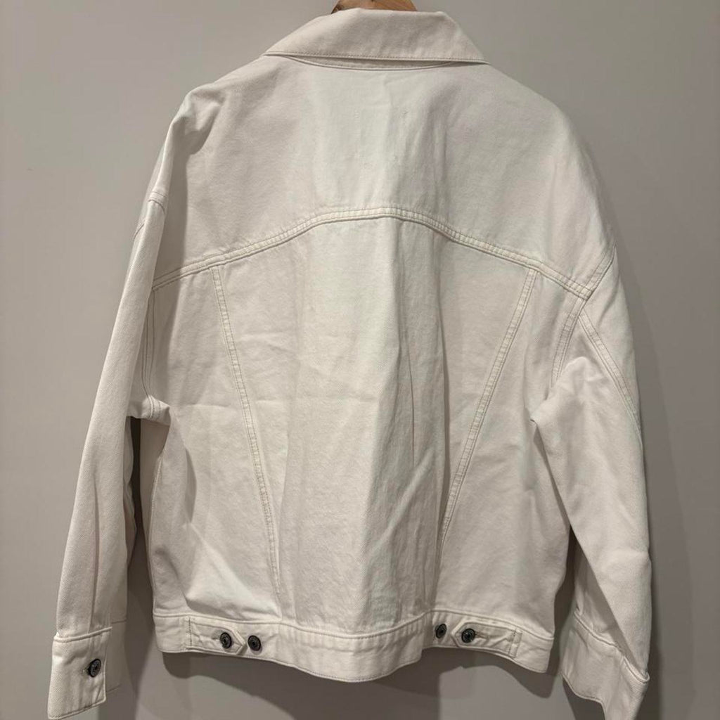 Abercrombie & Fitch White Oversized Trucker Jacket L