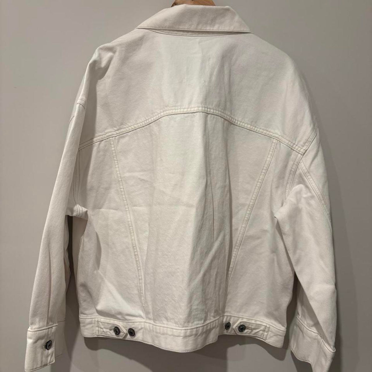 Abercrombie & Fitch White Oversized Trucker Jacket L