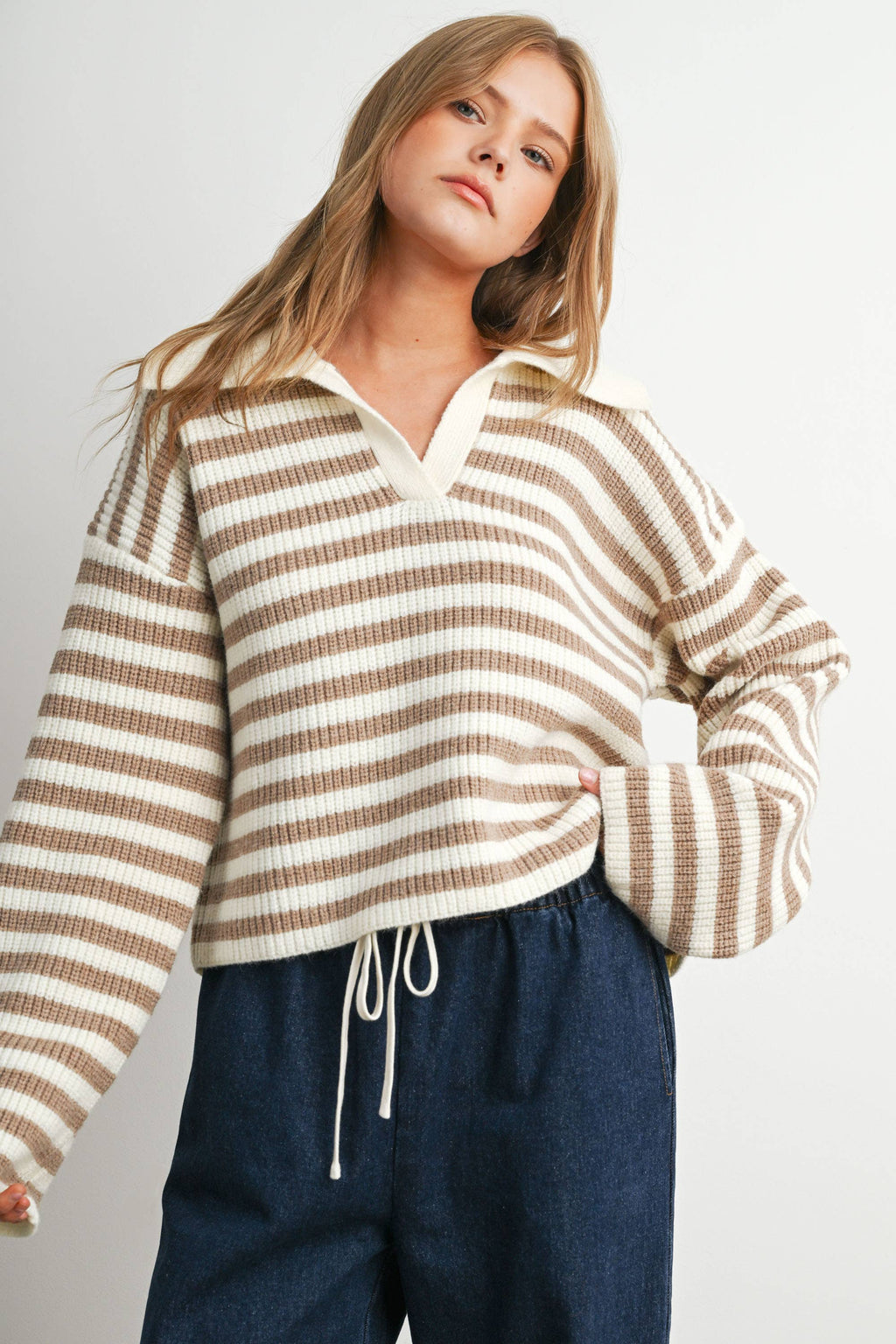 The Locust Striped Collared Knit Sweater