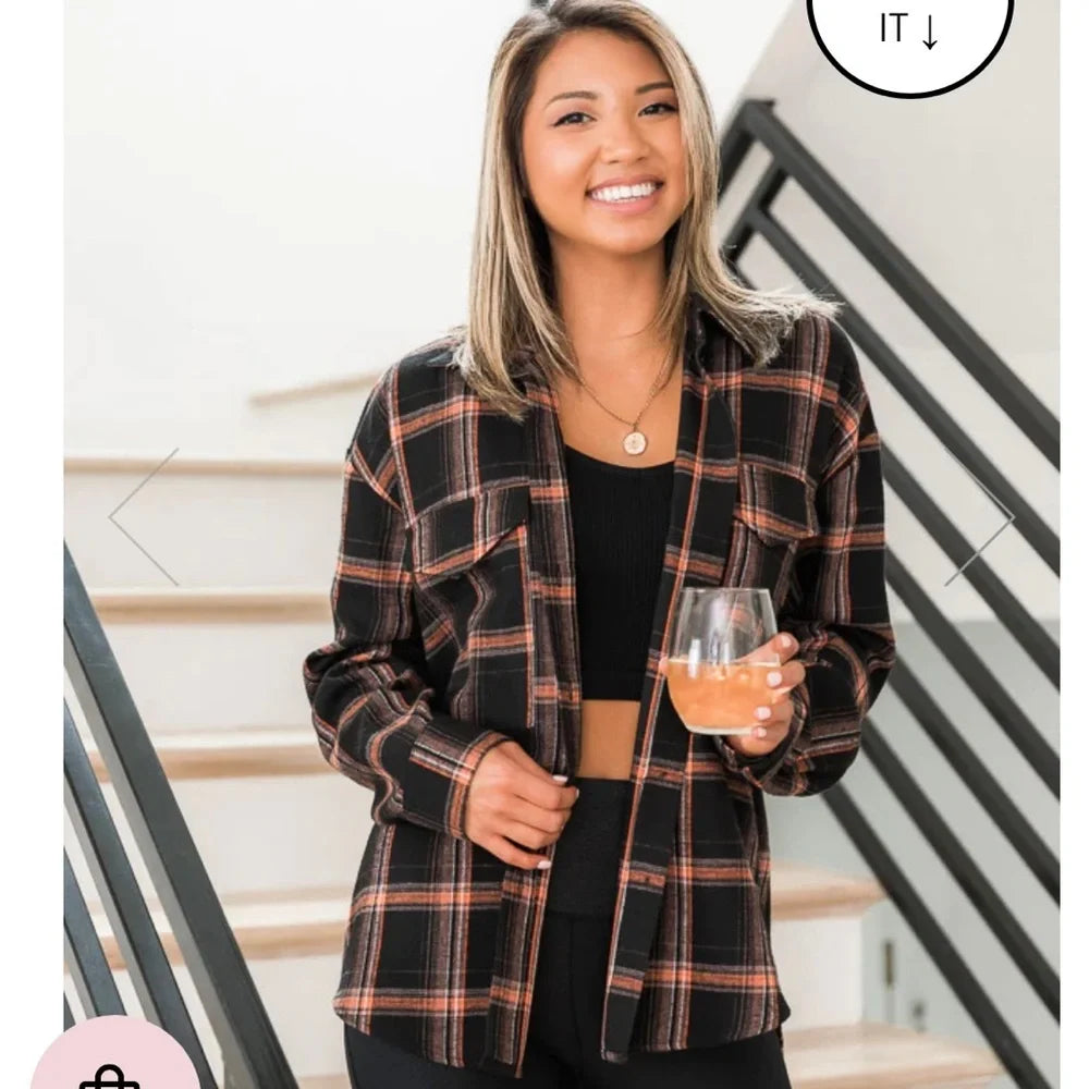 Pink Lily Plaid Flannel XL