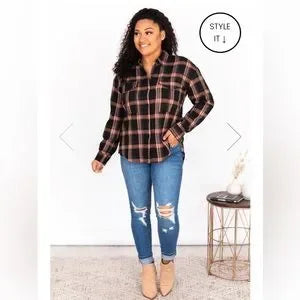 Pink Lily Plaid Flannel XL